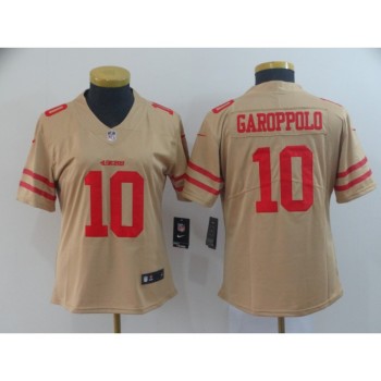 Women's NFL San Francisco 49ers #10 Jimmy Garoppolo 2019 Gold Inverted Legend Stitched NFL Jersey(Run Small) Women's NFL San Francisco 49ers #10 Jimmy Garoppolo 2019 Gold Inverted Legend Stitched NFL Jersey(Run Small)