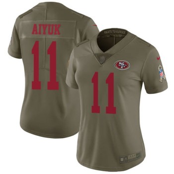 Women's NFL San Francisco 49ers #11 Brandon Aiyuk Red Olive Salute To Service Limited Stitched Jersey(Run Small) Women's NFL San Francisco 49ers #11 Brandon Aiyuk Red Olive Salute To Service Limited Stitched Jersey(Run Small)