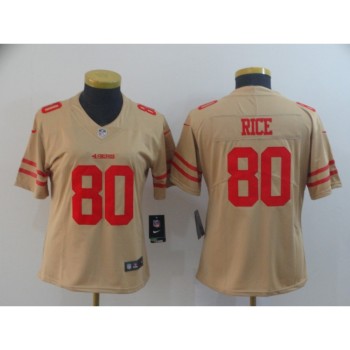 Women's NFL San Francisco 49ers #80 Jerry Rice 2019 Gold Inverted Legend Stitched NFL Jersey(Runs Small) Women's NFL San Francisco 49ers #80 Jerry Rice 2019 Gold Inverted Legend Stitched NFL Jersey(Runs Small)