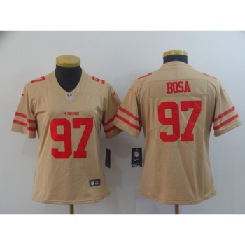 Women's NFL San Francisco 49ers #97 Nick Bosa 2019 Gold Inverted Legend Stitched NFL Jersey(Runs Small) Women's NFL San Francisco 49ers #97 Nick Bosa 2019 Gold Inverted Legend Stitched NFL Jersey(Runs Small)