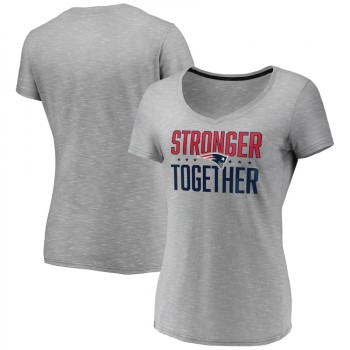 Women's New England Patriots Gray Stronger Together Space Dye V-Neck T-Shirt(Run Small) Women's New England Patriots Gray Stronger Together Space Dye V-Neck T-Shirt(Run Small)