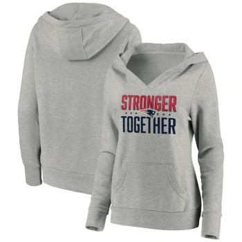Women's New England Patriots Heather Gray Stronger Together Crossover Neck Pullover Hoodie(Run Small) Women's New England Patriots Heather Gray Stronger Together Crossover Neck Pullover Hoodie(Run Small)