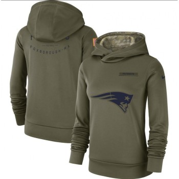 Women's New England Patriots Olive Salute to Service Team Logo Performance Pullover NFL Hoodie Women's New England Patriots Olive Salute to Service Team Logo Performance Pullover NFL Hoodie