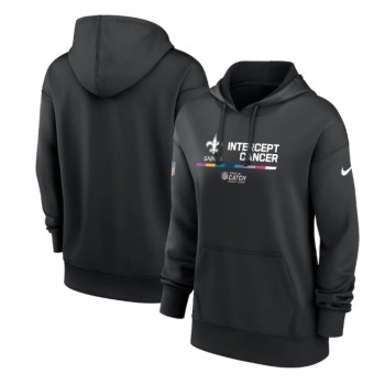 Women's New Orleans Saints 2022 Black NFL Crucial Catch Therma Performance Pullover Hoodie(Run Small)