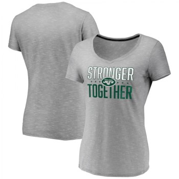Women's New York Jets Gray Stronger Together Space Dye V-Neck T-Shirt(Run Small) Women's New York Jets Gray Stronger Together Space Dye V-Neck T-Shirt(Run Small)