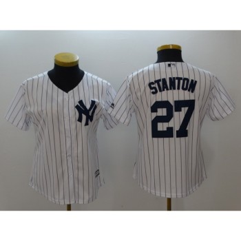 Women's New York Yankees #27 Giancarlo Stanton White Cool Base Stitched MLB Jersey Women's New York Yankees #27 Giancarlo Stanton White Cool Base Stitched MLB Jersey