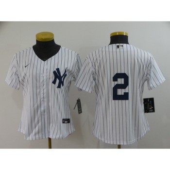 Women's New York Yankees #2 Derek Jeter White Cool Base Stitched Jersey(Run Small) Women's New York Yankees #2 Derek Jeter White Cool Base Stitched Jersey(Run Small)