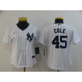 Women's New York Yankees #45 Gerrit Cole White Cool Base Stitched MLB Jersey(Run Small) Women's New York Yankees #45 Gerrit Cole White Cool Base Stitched MLB Jersey(Run Small)