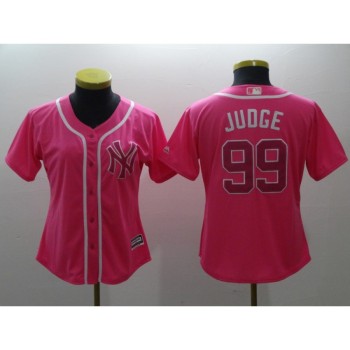 Women's New York Yankees #99 Aaron Judge Pink Cool Base Stitched MLB Jersey Women's New York Yankees #99 Aaron Judge Pink Cool Base Stitched MLB Jersey