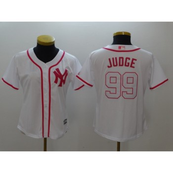 Women's New York Yankees #99 Aaron Judge White Pink Cool Base Stitched MLB Jersey Women's New York Yankees #99 Aaron Judge White Pink Cool Base Stitched MLB Jersey