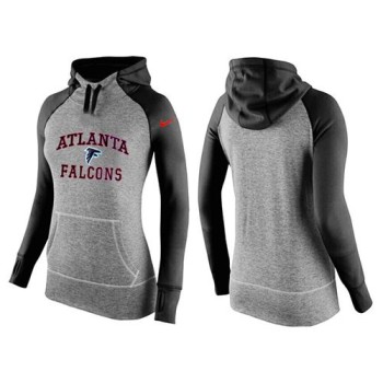 Women's Atlanta Falcons Performance Hoodie Grey & Black_2 Women's Atlanta Falcons Performance Hoodie Grey & Black_2
