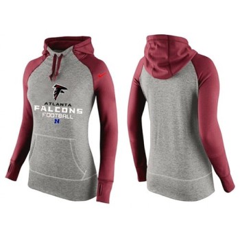 Women's Atlanta Falcons Performance Hoodie Grey & Red_1 Women's Atlanta Falcons Performance Hoodie Grey & Red_1