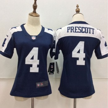 Women's Dallas Cowboys #4 Dak Prescott Blue Throwback Vapor Untouchable Player Limited Stitched NFL Jersey Women's Dallas Cowboys #4 Dak Prescott Blue Throwback Vapor Untouchable Player Limited Stitched NFL Jersey