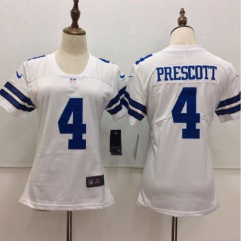 Women's Dallas Cowboys #4 Dak Prescott White Vapor Untouchable Player Limited Stitched NFL Jersey Women's Dallas Cowboys #4 Dak Prescott White Vapor Untouchable Player Limited Stitched NFL Jersey