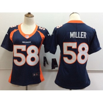 Women's Denver Broncos #58 Von Miller Blue Untouchable Limited Stitched NFL Jersey