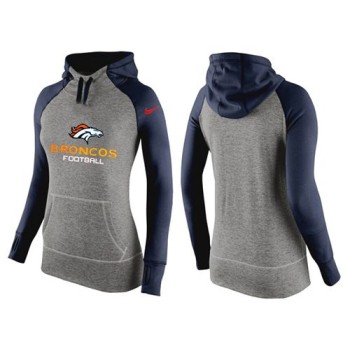 Women's Denver Broncos Performance Hoodie Grey & Dark Blue