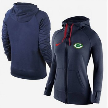 Women's Green Bay Packers Full-Zip Performance Hoodie Dark Blue Women's Green Bay Packers Full-Zip Performance Hoodie Dark Blue