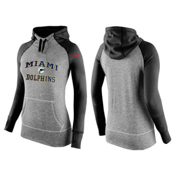 Women's Miami Dolphins Performance Hoodie Grey & Black Women's Miami Dolphins Performance Hoodie Grey & Black