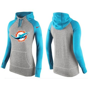 Women's Miami Dolphins Performance Hoodie Grey & Blue_2 Women's Miami Dolphins Performance Hoodie Grey & Blue_2
