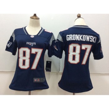 Women's New England Patriots #87 Rob Gronkowski Navy Blue Team Color Stitched NFL Vapor Untouchable Limited Jersey