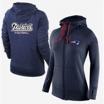 Women's New England Patriots Full-Zip Performance Hoodie Dark Blue Women's New England Patriots Full-Zip Performance Hoodie Dark Blue