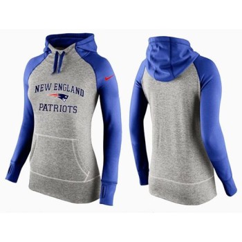 Women's New England Patriots Performance Hoodie Grey & Blue Women's New England Patriots Performance Hoodie Grey & Blue