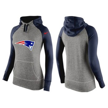 Women's New England Patriots Performance Hoodie Grey & Dark Blue_2 Women's New England Patriots Performance Hoodie Grey & Dark Blue_2