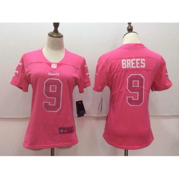 Women's New Orleans Saints #9 Drew Brees Pink Limited Rush Fashion Stitched NFL Jersey