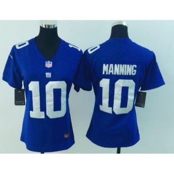 Women's New York Giants #10 Eli Manning Blue Vapor Untouchable Limited Stitched NFL Jersey