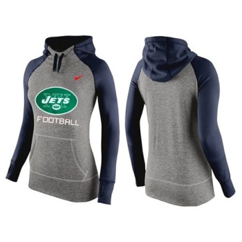Women's New York Jets Performance Hoodie Grey & Dark Blue