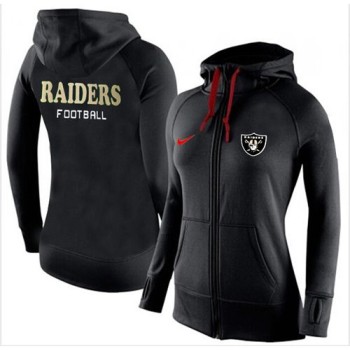 Women's Oakland Raiders Full-Zip Performance Hoodie Black_1 Women's Oakland Raiders Full-Zip Performance Hoodie Black_1