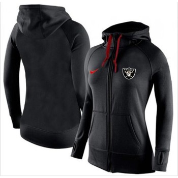 Women's Oakland Raiders Full-Zip Performance Hoodie Black_2 Women's Oakland Raiders Full-Zip Performance Hoodie Black_2
