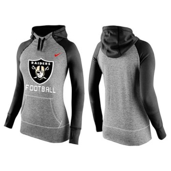Women's Oakland Raiders Performance Hoodie Grey & Black_1 Women's Oakland Raiders Performance Hoodie Grey & Black_1