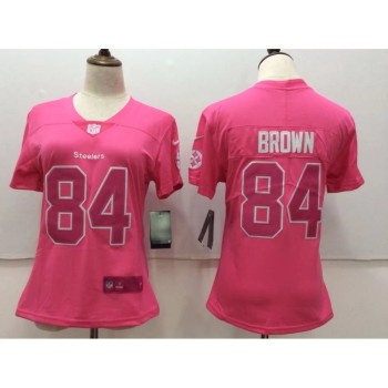 Women's Pittsburgh Steelers #84 Antonio Brown Pink Stitched NFL Limited Rush Fashion Jersey Women's Pittsburgh Steelers #84 Antonio Brown Pink Stitched NFL Limited Rush Fashion Jersey