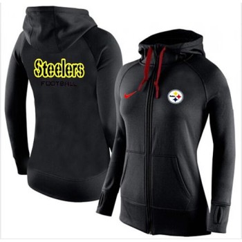 Women's Pittsburgh Steelers Full-Zip Performance Hoodie Black_1 Women's Pittsburgh Steelers Full-Zip Performance Hoodie Black_1