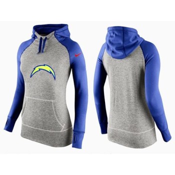 Women's San Diego Chargers Performance Hoodie Grey & Blue_2
