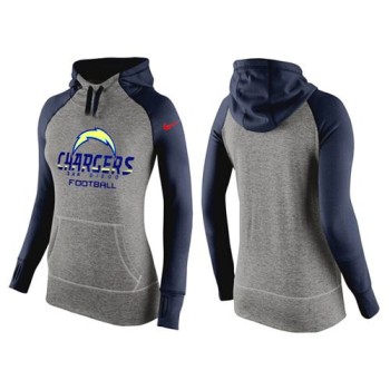 Women's San Diego Chargers Performance Hoodie Grey & Dark Blue
