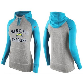 Women's San Diego Chargers Performance Hoodie Grey & Light Blue