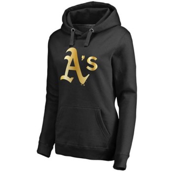 Women's Oakland Athletics Gold Collection Pullover Hoodie Black Women's Oakland Athletics Gold Collection Pullover Hoodie Black