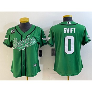 Women's Philadelphia Eagles #0 D'andre Swift Green With 3-Star C Patch Cool Base Stitched Baseball Jersey(Run Small) Women's Philadelphia Eagles #0 D'andre Swift Green With 3-Star C Patch Cool Base Stitched Baseball Jersey(Run Small)