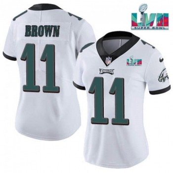 Women's Philadelphia Eagles #11 A.J. Brown White Super Bolw LVII Patch Vapor Untouchable Limited Stitched Football Jersey(Run Small) Women's Philadelphia Eagles #11 A.J. Brown White Super Bolw LVII Patch Vapor Untouchable Limited Stitched Football Jersey(Run Small)