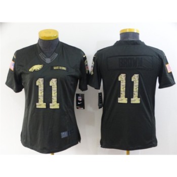 Women's Philadelphia Eagles #11 A. J. Brown Black Salute To Service Stitched Football Jersey(Run Small) Women's Philadelphia Eagles #11 A. J. Brown Black Salute To Service Stitched Football Jersey(Run Small)