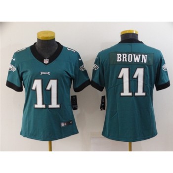 Women's Philadelphia Eagles #11 A. J. Brown Green Vapor Stitched Football Jersey(Run Small) Women's Philadelphia Eagles #11 A. J. Brown Green Vapor Stitched Football Jersey(Run Small)