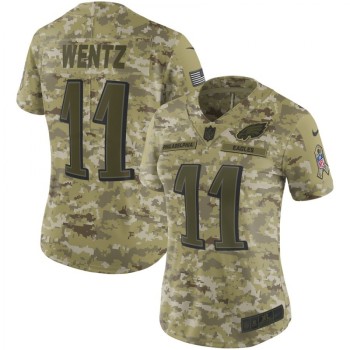 Women's Philadelphia Eagles #11 Carson Wentz 2018 Camo Salute To Service Limited Stitched NFL Jersey Women's Philadelphia Eagles #11 Carson Wentz 2018 Camo Salute To Service Limited Stitched NFL Jersey