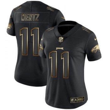 Women's Philadelphia Eagles #11 Carson Wentz 2019 Black Gold Edition Stitched NFL Jersey(Run Small) Women's Philadelphia Eagles #11 Carson Wentz 2019 Black Gold Edition Stitched NFL Jersey(Run Small)
