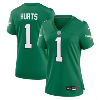 Women's Philadelphia Eagles #1 Jalen Hurts Kelly Green Stitched Football Jersey(Run Small) Women's Philadelphia Eagles #1 Jalen Hurts Kelly Green Stitched Football Jersey(Run Small)