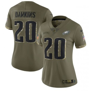 Women's Philadelphia Eagles #20 Brian Dawkins Olive 2022 Salute To Service Limited Stitched Jersey(Run Small) Women's Philadelphia Eagles #20 Brian Dawkins Olive 2022 Salute To Service Limited Stitched Jersey(Run Small)