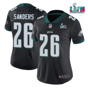 Women's Philadelphia Eagles #26 Miles Sanders Black Super Bolw LVII Patch Vapor Untouchable Limited Stitched Football Jersey(Run Small) Women's Philadelphia Eagles #26 Miles Sanders Black Super Bolw LVII Patch Vapor Untouchable Limited Stitched Football Jersey(Run Small)