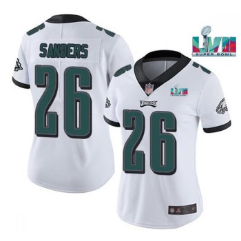 Women's Philadelphia Eagles #26 Miles Sanders White Super Bolw LVII Patch Vapor Untouchable Limited Stitched Football Jersey(Run Small) Women's Philadelphia Eagles #26 Miles Sanders White Super Bolw LVII Patch Vapor Untouchable Limited Stitched Football Jersey(Run Small)
