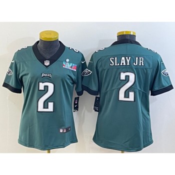 Women's Philadelphia Eagles #2 Darius Slay Jr. Green Super Bowl LVII PatchVapor Untouchable Limited Stitched Football Jersey(Run Small) Women's Philadelphia Eagles #2 Darius Slay Jr. Green Super Bowl LVII PatchVapor Untouchable Limited Stitched Football Jersey(Run Small)